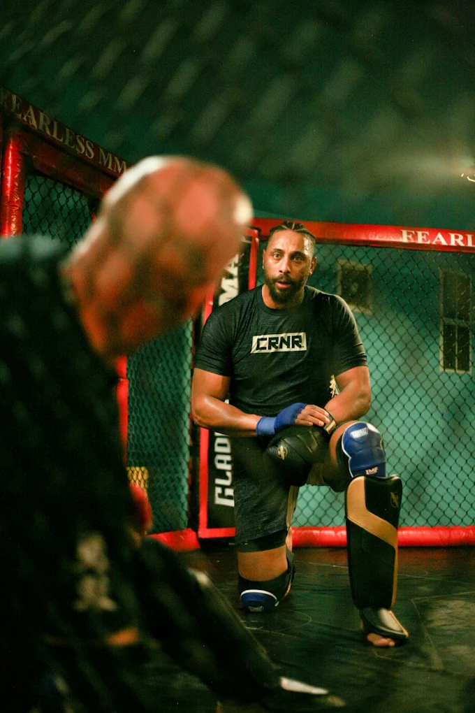 MMA fighter inside the cage at Fearless MMA